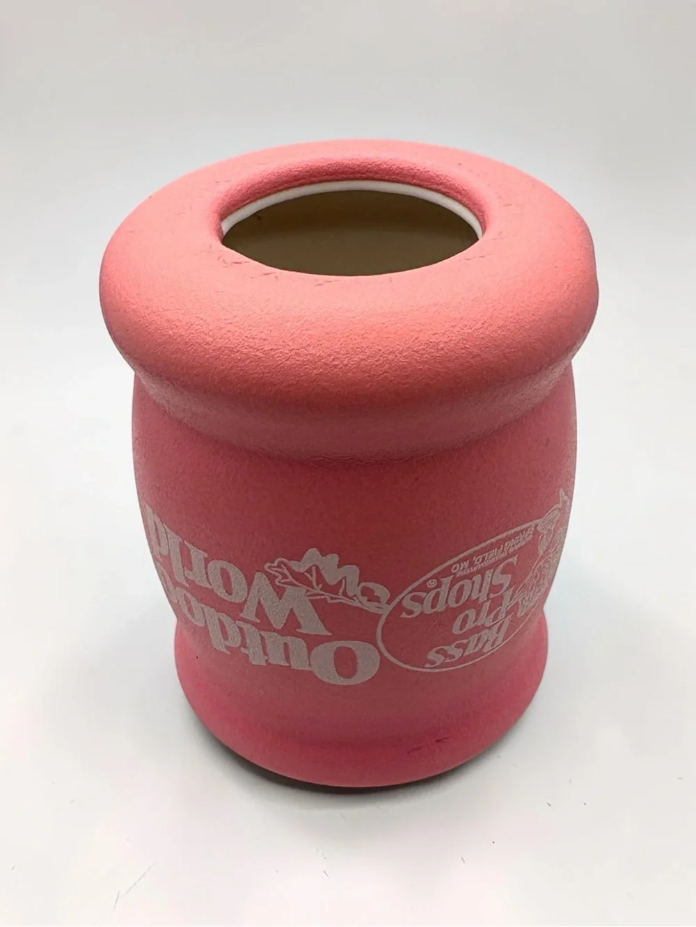 Vintage Bass Pro Shops Outdoor World Pink Foam Can Cooler Koozie Springfield, MO